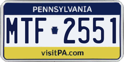 PA license plate MTF2551