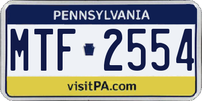 PA license plate MTF2554