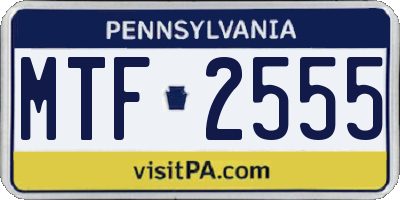 PA license plate MTF2555
