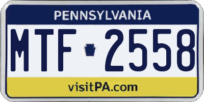 PA license plate MTF2558
