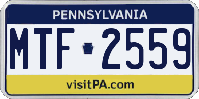 PA license plate MTF2559