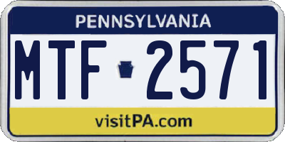 PA license plate MTF2571