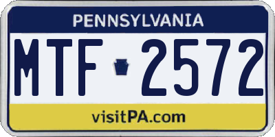 PA license plate MTF2572