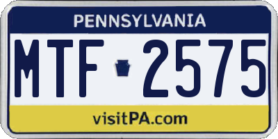 PA license plate MTF2575