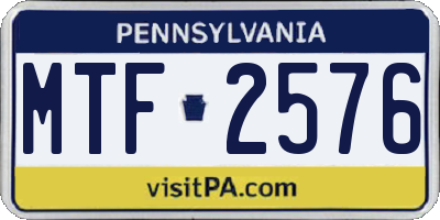 PA license plate MTF2576