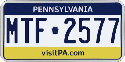 PA license plate MTF2577