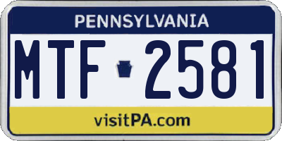 PA license plate MTF2581