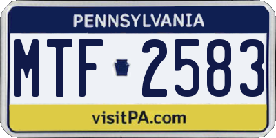 PA license plate MTF2583