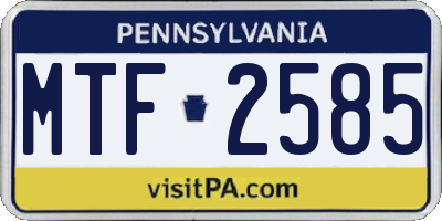 PA license plate MTF2585