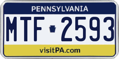 PA license plate MTF2593
