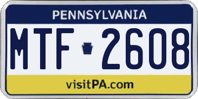 PA license plate MTF2608
