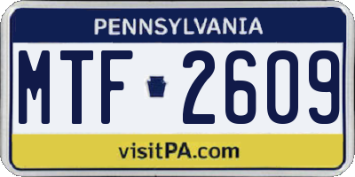 PA license plate MTF2609