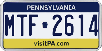 PA license plate MTF2614
