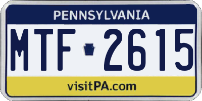 PA license plate MTF2615