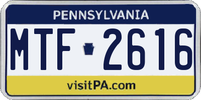 PA license plate MTF2616