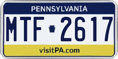 PA license plate MTF2617