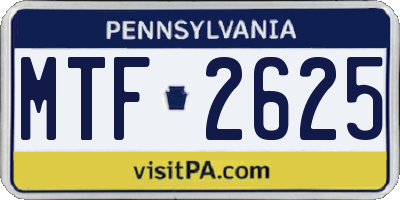 PA license plate MTF2625