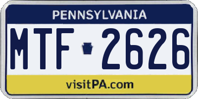 PA license plate MTF2626
