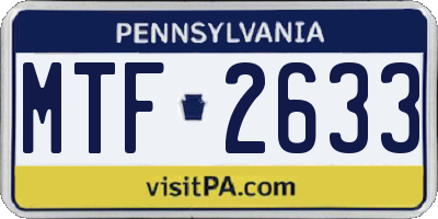 PA license plate MTF2633