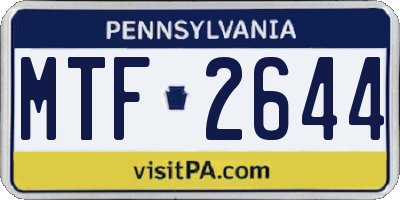 PA license plate MTF2644