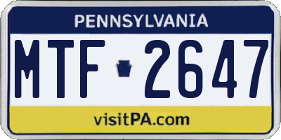 PA license plate MTF2647