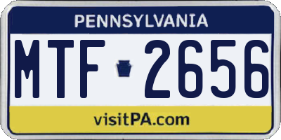 PA license plate MTF2656