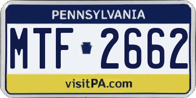 PA license plate MTF2662