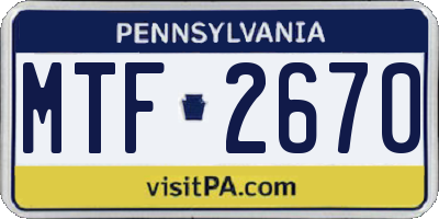 PA license plate MTF2670