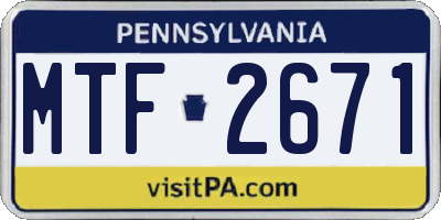 PA license plate MTF2671