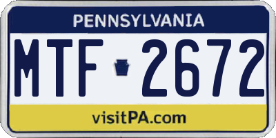 PA license plate MTF2672