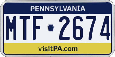 PA license plate MTF2674