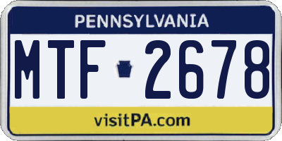 PA license plate MTF2678