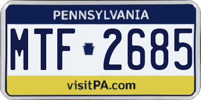 PA license plate MTF2685