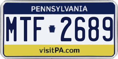 PA license plate MTF2689