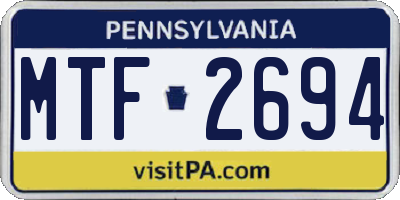 PA license plate MTF2694