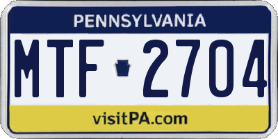 PA license plate MTF2704