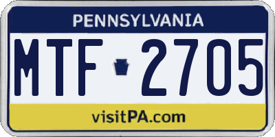 PA license plate MTF2705