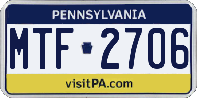 PA license plate MTF2706