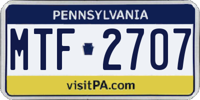 PA license plate MTF2707