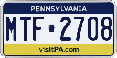 PA license plate MTF2708