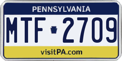 PA license plate MTF2709