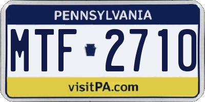 PA license plate MTF2710