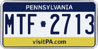 PA license plate MTF2713