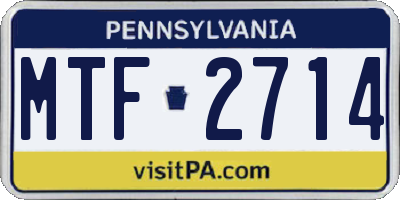 PA license plate MTF2714