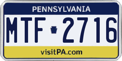 PA license plate MTF2716