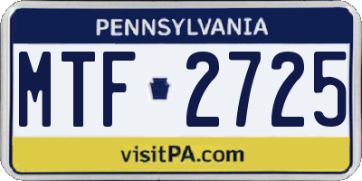 PA license plate MTF2725
