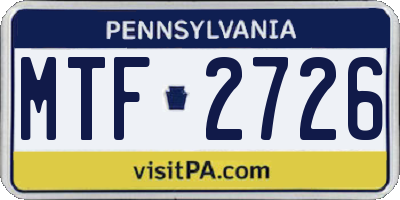 PA license plate MTF2726