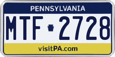 PA license plate MTF2728