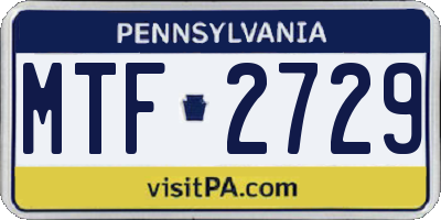 PA license plate MTF2729