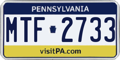 PA license plate MTF2733